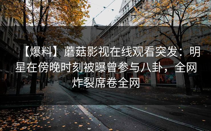 【爆料】蘑菇影视在线观看突发：明星在傍晚时刻被曝曾参与八卦，全网炸裂席卷全网