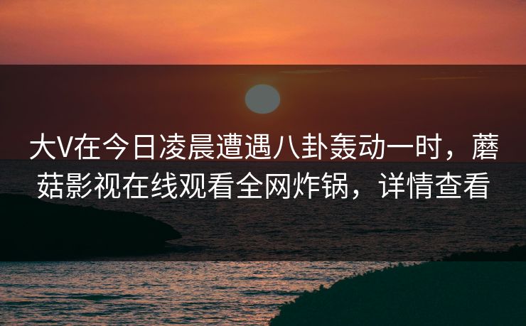 大V在今日凌晨遭遇八卦轰动一时，蘑菇影视在线观看全网炸锅，详情查看